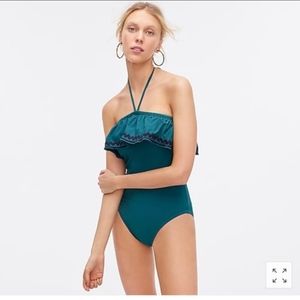 J Crew rickrack ruffle bandeau one piece